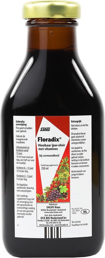 Salus Floradix IJzer-elixir 250ML Met Ijzer Vitamine | bol.com