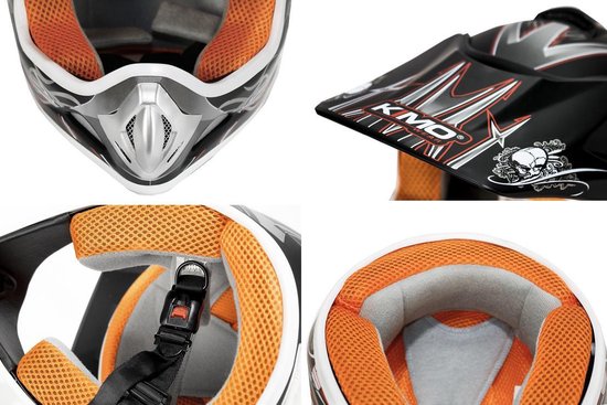 Casque moto cross enfant orange et noir - Xtrem