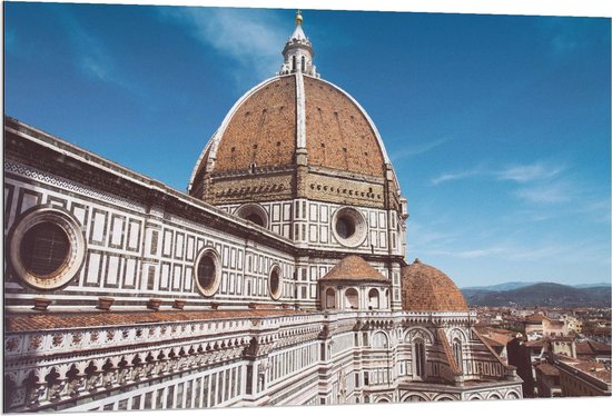 Dibond - Kathedraal van Florence -  - 120x80cm Foto op Aluminium (Wanddecoratie van metaal)