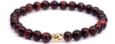 FortunaBeads Premium Red Tiger Eye Kralen Armband Heren – Rood – Large 20cm