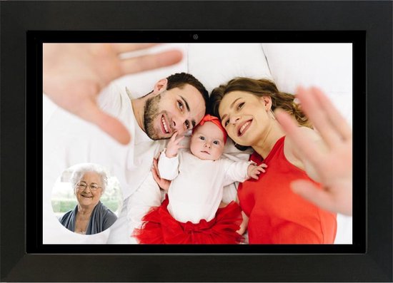 Vanaf 2026 vernieuwd: DayClock Generations10 Zwart met Zwarte Lijst; Dementieklok / Seniorenklok met verbeterd en onbeperkt beeldbellen, YouTube-video's, foto's, berichten en meer (met 3 maanden gratis abonnement)