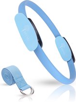 MIYYO Pilates ring blauw | Inclusief gratis yoga riem (blauw) t.w.v. 9,95 | Yoga ring | 38cm