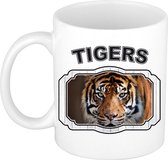 Dieren tijger beker - tigers/ tijgers mok wit 300 ml