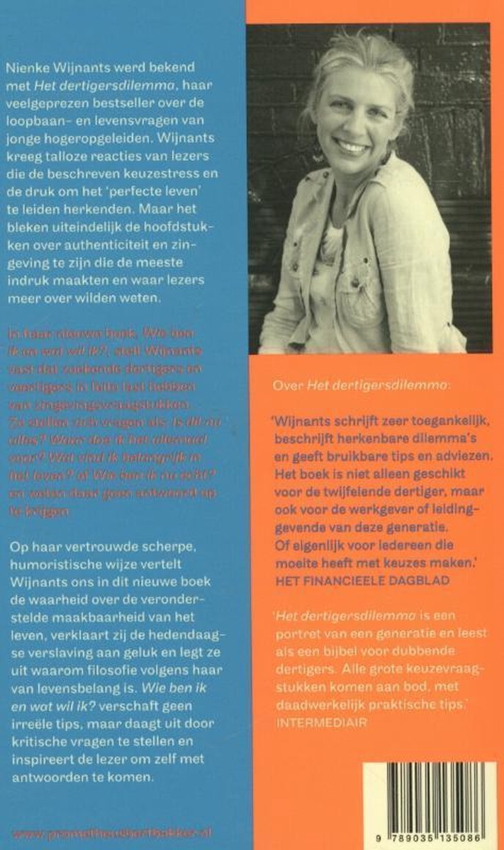 Wie ben ik en wat wil ik - back cover