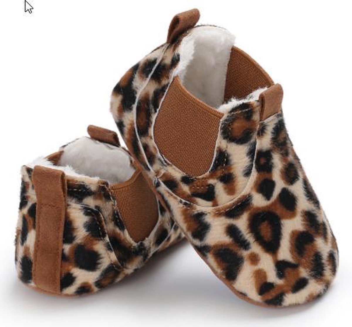 Warme zachte Baby slofjes meisjes 0-6 maanden Kleur: Leopard