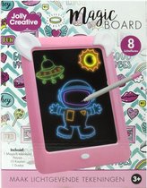JollyCreative - Magisch Tekenbord - Kleurenbord - Tekenpad - Fantastic - Educatief speelgoed - Knutselen - Lichtgevende kleurtafel - Incl. 10 sjablonen - Tekentablet - Neon Markeer