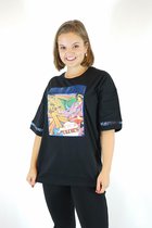 La Pèra Zwart Oversized T-Shirt met vintage afbeelding Oldies 95% Katoen Dames - Maat M