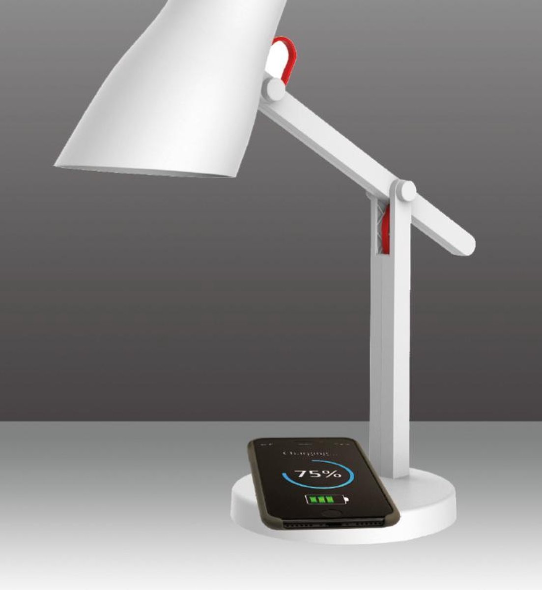 Dreamled Design Bureaulamp - Draadloze Oplader Voor Smartphone - 3  Lichtstanden - Wit | bol.com