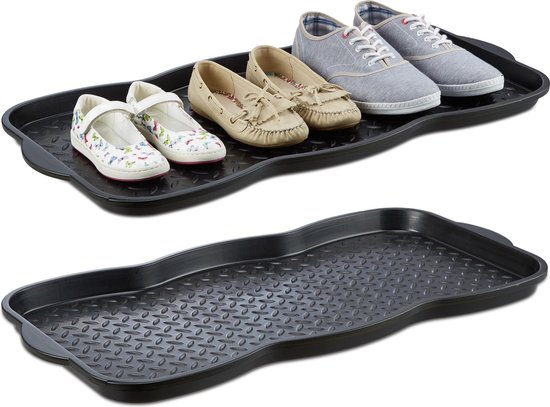 relaxdays 2 x afdruipschaal voor natte schoenen groot - schoenenschaal met  profiel 75x38cm | bol.com