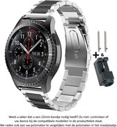 Zwart Zilver Metalen sporthorloge bandje voor 22mm Smartwatches van (zie compatibele modellen) Samsung, Asus, LG, Kronoz en Pebble – Maat: zie maatfoto – 22 mm black silver smartwa