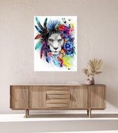JDBOS ® Schilderen op nummer Volwassenen met frame (hout) - Gekleurde leeuw tussen bloemen en vlinders - Verven volwassenen - 40x50 cm