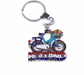 Sleutelhanger Fiets Blauw/wit Met Tulpenmand Holland - Souvenir