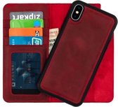 GALATA iPhone X / Xs hoesje afneembare 2in1 magneet echt leer bookcase - vintage rood