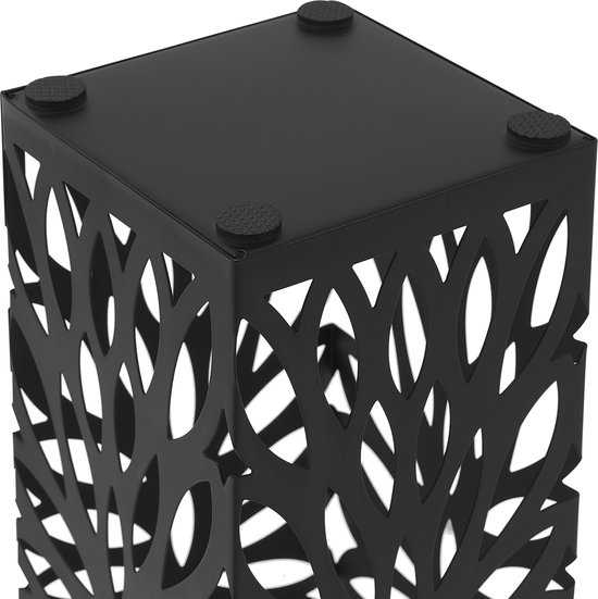 Porte-parapluie en métal avec égouttoir - Porte-parapluie de 49 cm de haut; 15,5 cm de large et 15,5 cm de profondeur - Noir