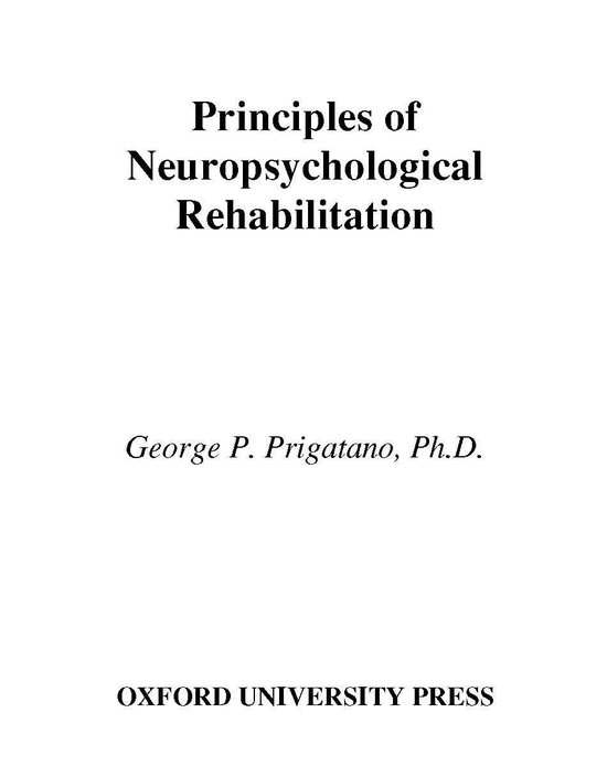 Principles of Neuropsychological Rehabilitation - cover