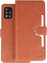 KAIYUE - Luxe Portemonnee Hoesje - Pasjeshouder Telefoonhoesje - Wallet Case - Geschikt voor Samsung Galaxy A51 - Bruin
