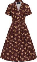 Collectif Caterina Fall Leaves 50's Swing Jurk Bruin