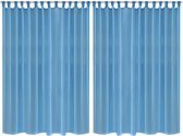 Gordijnen blauw 290 x 225 cm 2 stuks (Incl LW led klok) - gordijn raambekleding - gordijnen kant en klaar met haakjes ringen - Verduisterende gordijnen met ringen