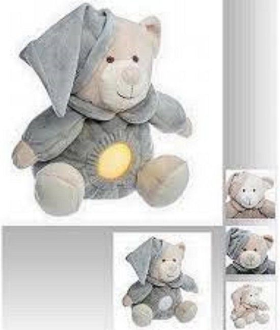 peluche ours - veilleuse enfants - LED - batterie - multicolore -  coffre-fort bébé 24x25cm