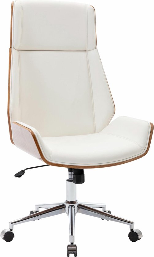 Chaise de bureau Clp Breda / Cuir artificiel - Noyer / blanc