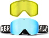 FLAKER Magnetische Skibril - Bright – Wit Frame – ICE Revo Spiegellens + Extra Lowlight Lens + Beschermcase