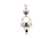 Balinese zilveren hanger met labradoriet, granaat en amethist