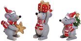 Kerst Muis - kerst decoratie - kerst versiering -Set van 3 stuks  (6 cm)