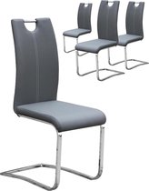 2 stoelen set voor eetkamer PU en metaal grijs