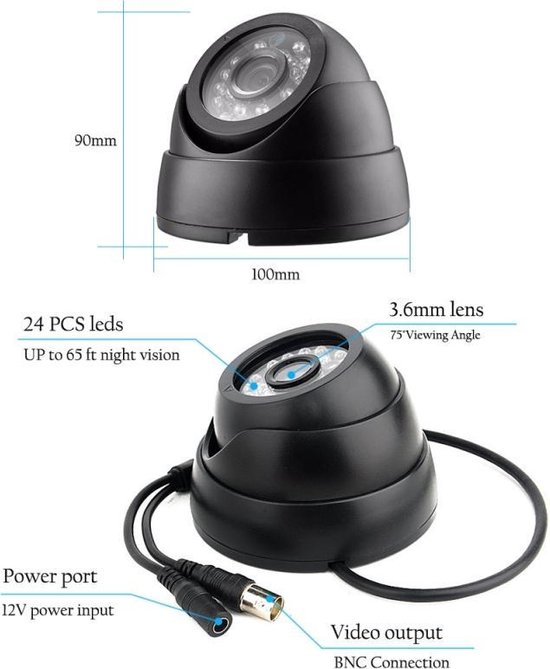 Teceye - Camera beveiliging systeem - Met Opslag - Bekabeld - Voor Buiten - 4 Camera's - Compleet Systeem - Met 500GB van Merkloos — afbeelding 5