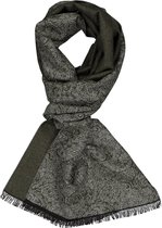 Michaelis heren sjaal - olijfgroen met grijs dessin - Maat: One size