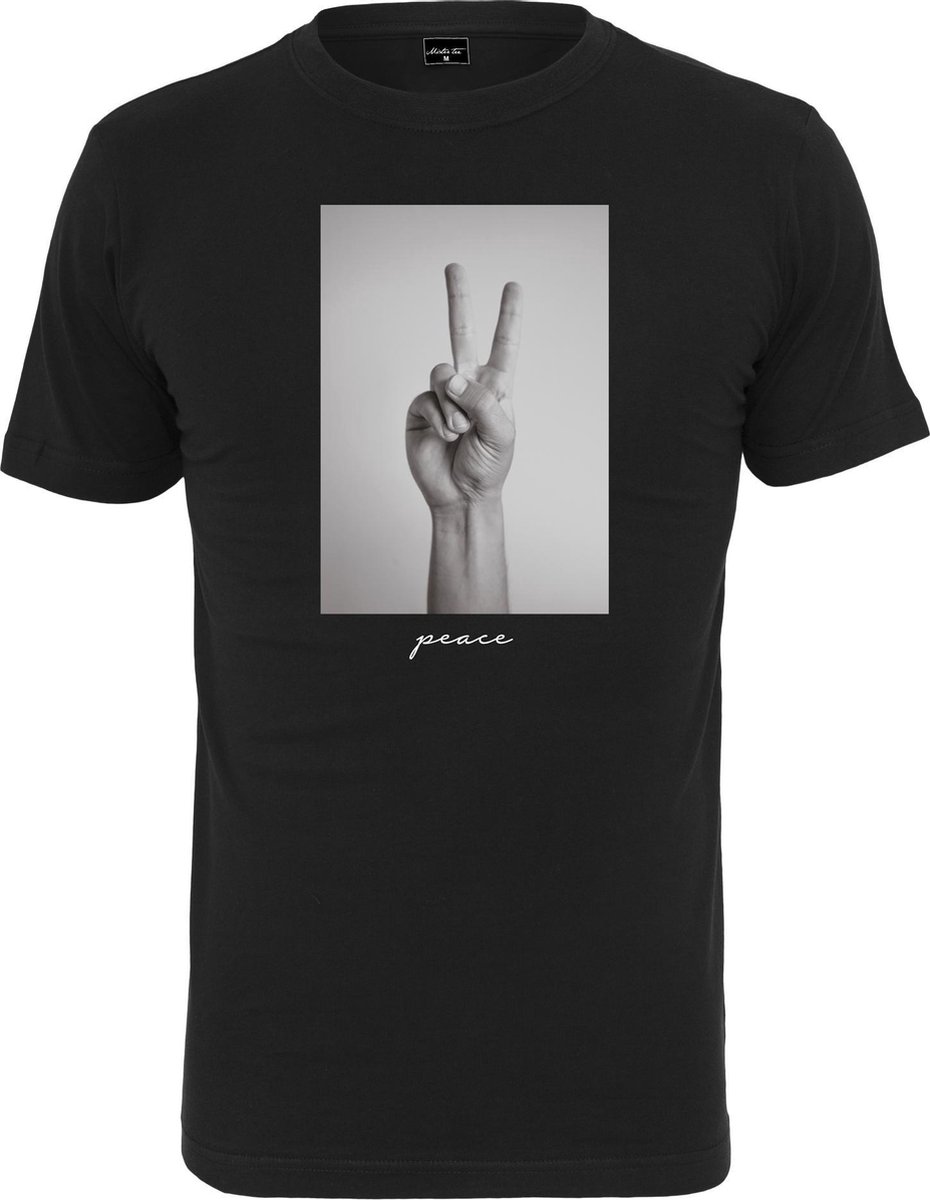 Heren T-Shirt Peace Sign Tee Zwart