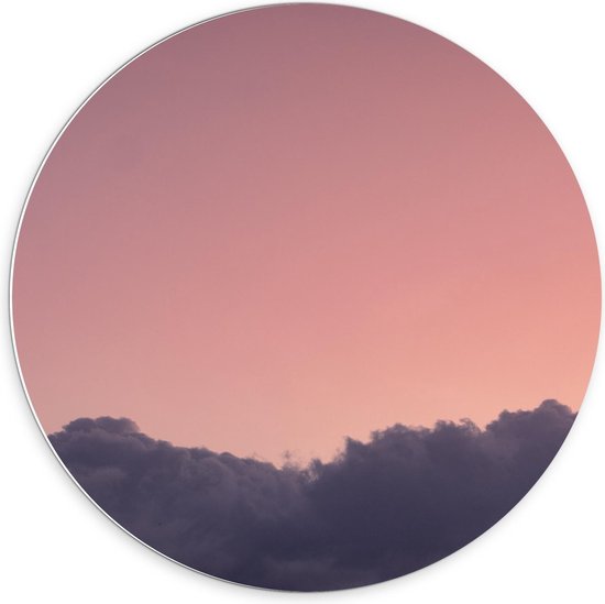 Forex Wandcirkel - Paarse Wolken in Roze Lucht - 70x70cm Foto op Wandcirkel (met ophangsysteem)