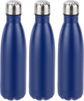 relaxdays 3 x Thermosfles - drinkfles - thermosbeker - thermos - isoleerfles 0,5 l blauw