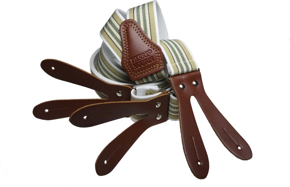 Pierre Mouton - Bretel - Volwassenen - Fecamp met Leertjes - Beige - 120cm - 35mm - M - L