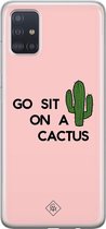 Samsung A51 hoesje siliconen - Go sit on a cactus | Samsung Galaxy A51 case | Roze | TPU backcover transparant