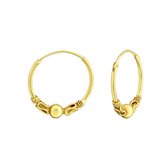 Zilveren goud kleurige Bali oorringen 18mm | Bali ear hoops | Oorbellen dames gold plated | Sterling 925 Silver (Echt zilver)