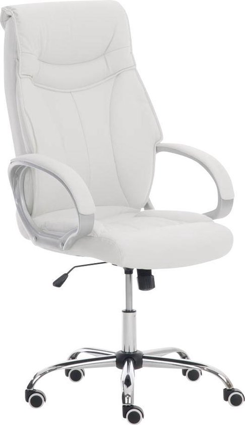 Bureaustoel - Bureaustoelen voor volwassenen - Design - In hoogte verstelbaar - Kunstleer - Wit - 64x65x128 cm