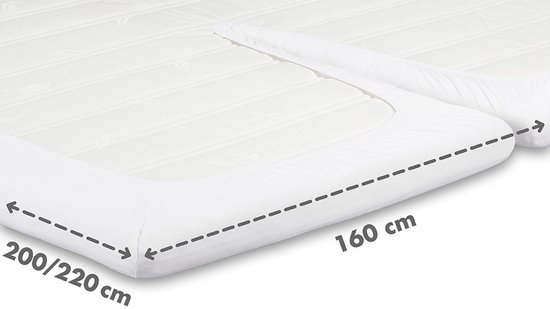 Beter Bed Select Drap-housse en jersey pour surmatelas fendu - 100% coton - 160 x 200/210/220 cm - Blanc