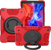 iPad 10.2 (2019 / 2020 / 2021) hoes - 10.2 inch - Extreme Hand Strap Armor Case - Rood/Zwart