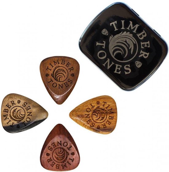 Foto: Timber tones grip mixed tin 4 verschillende plectrums