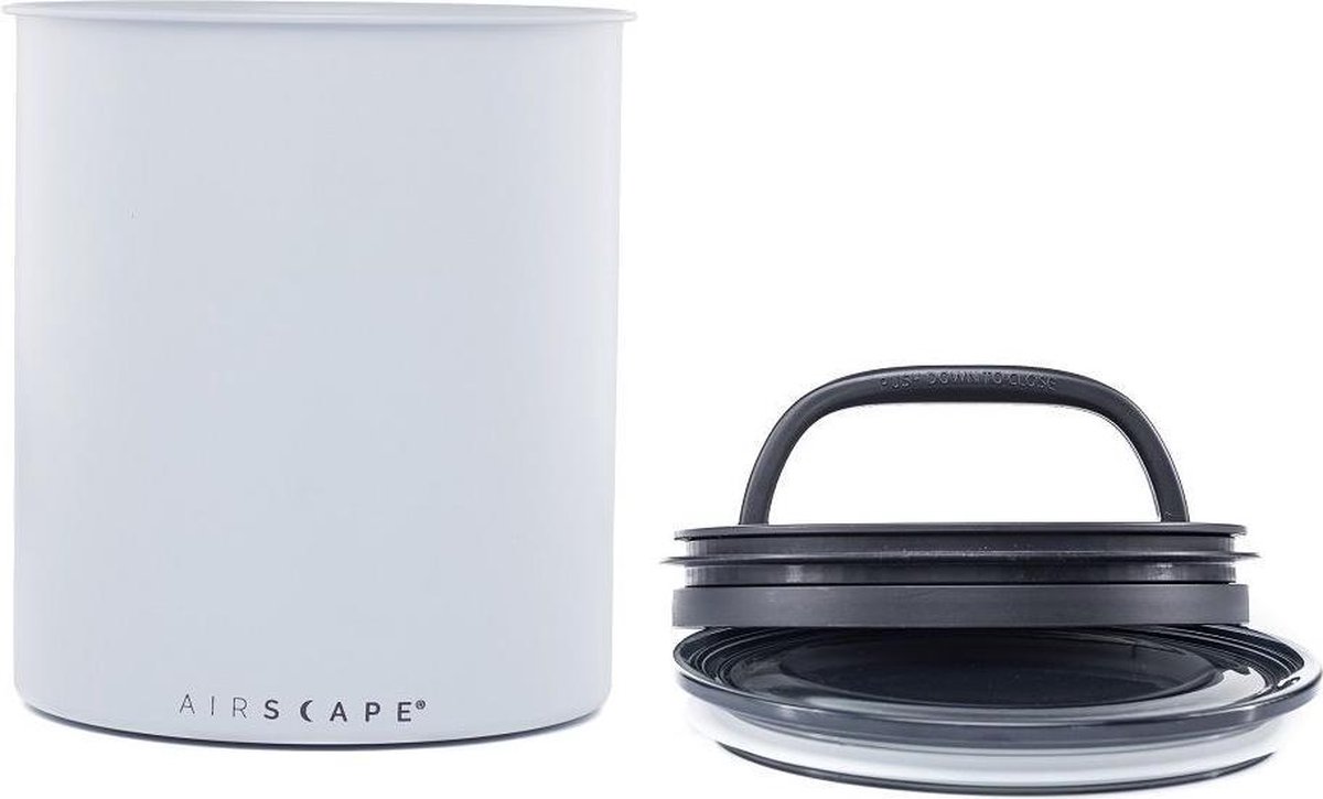 Airscape® Kilo - extra groot! - voorraadpot -voorraadbus - vershouddoos -voedselveilig - vacuümdeksel- BPA vrij - koffiepot - RVS - Mat grijs