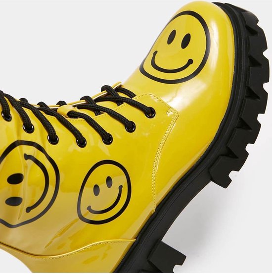 Koi Footwear Feliz Smiley 80's Lak Laarzen Geel | bol.com
