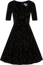 Collectif Trixie Make A Wish Velvet 50's Swing Jurk Zwart