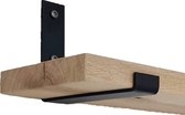 GoudmetHout Massief Eiken Wandplank - 120x20 cm - Industriële Plankdragers L-vorm Up - Staal - Mat Zwart - Wandplank industrieel