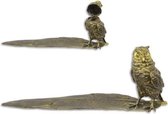 Penhouder - Inktpot & Penhouder Uil - Bronzen sculptuur - 13,6 cm hoog