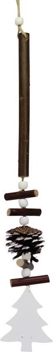 Peha Hangdecoratie Kerstboom 45 X 6 Cm Hout/steen Bruin/wit