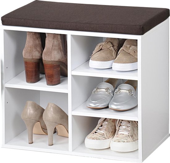 Haalbaar Blijkbaar krom Witte schoenenkast/schoenenrek bankje 29 x 48 x 51 cm met zitkussen -  Schoenen... | bol.com