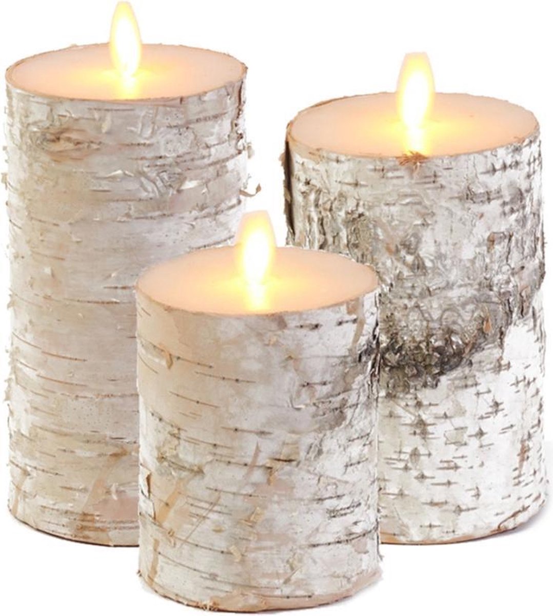 LED kaarsen/stompkaarsen - set van 3x - creme wit - wax - timer | Leen