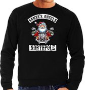 Foute Kerstsweater / Kersttrui Santas angels Northpole zwart voor heren - Kerstkleding / Christmas outfit M