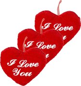 8x stuks pluche hartje rood met tekst I love you - Valentijnsdag/moederdag cadeaus en feest versieringen